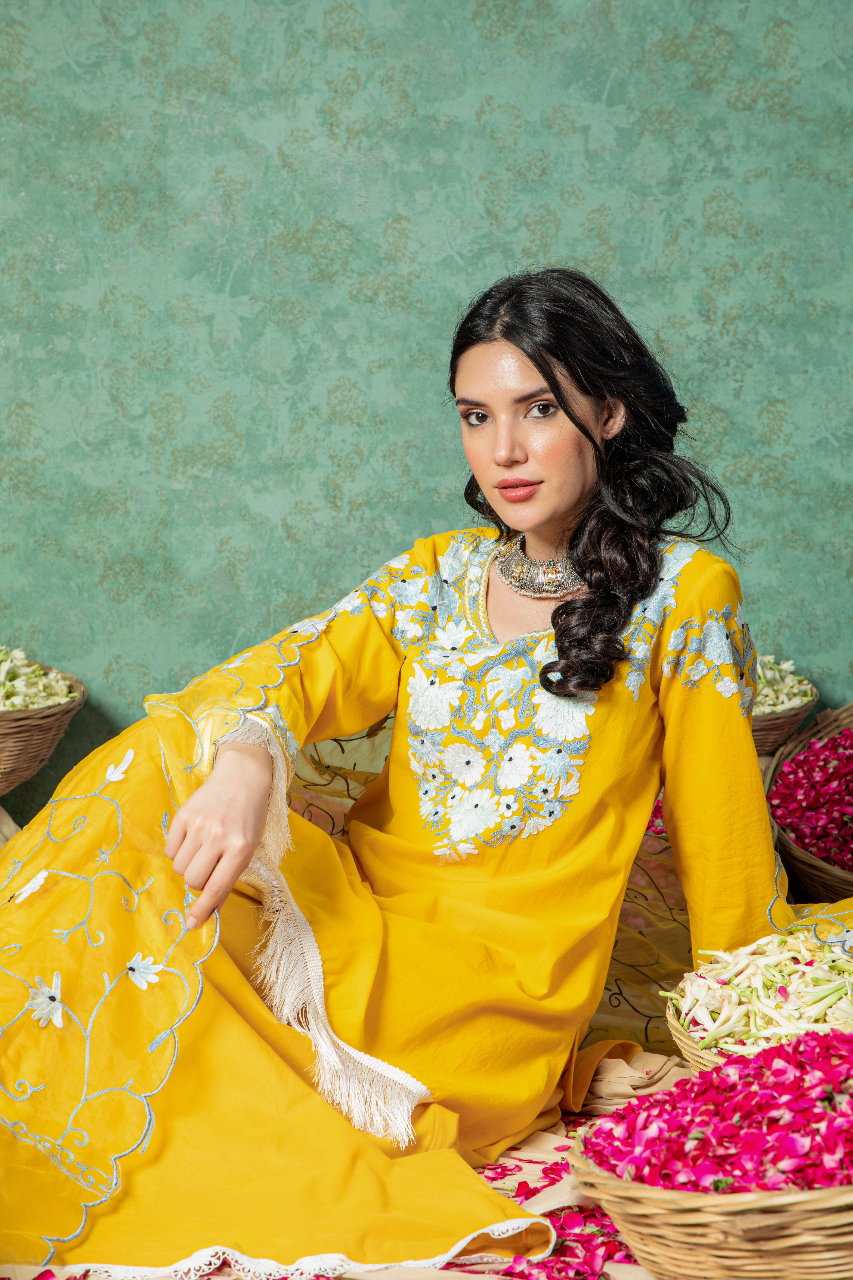 Yellow Cotton Sharara Set – Koshur India