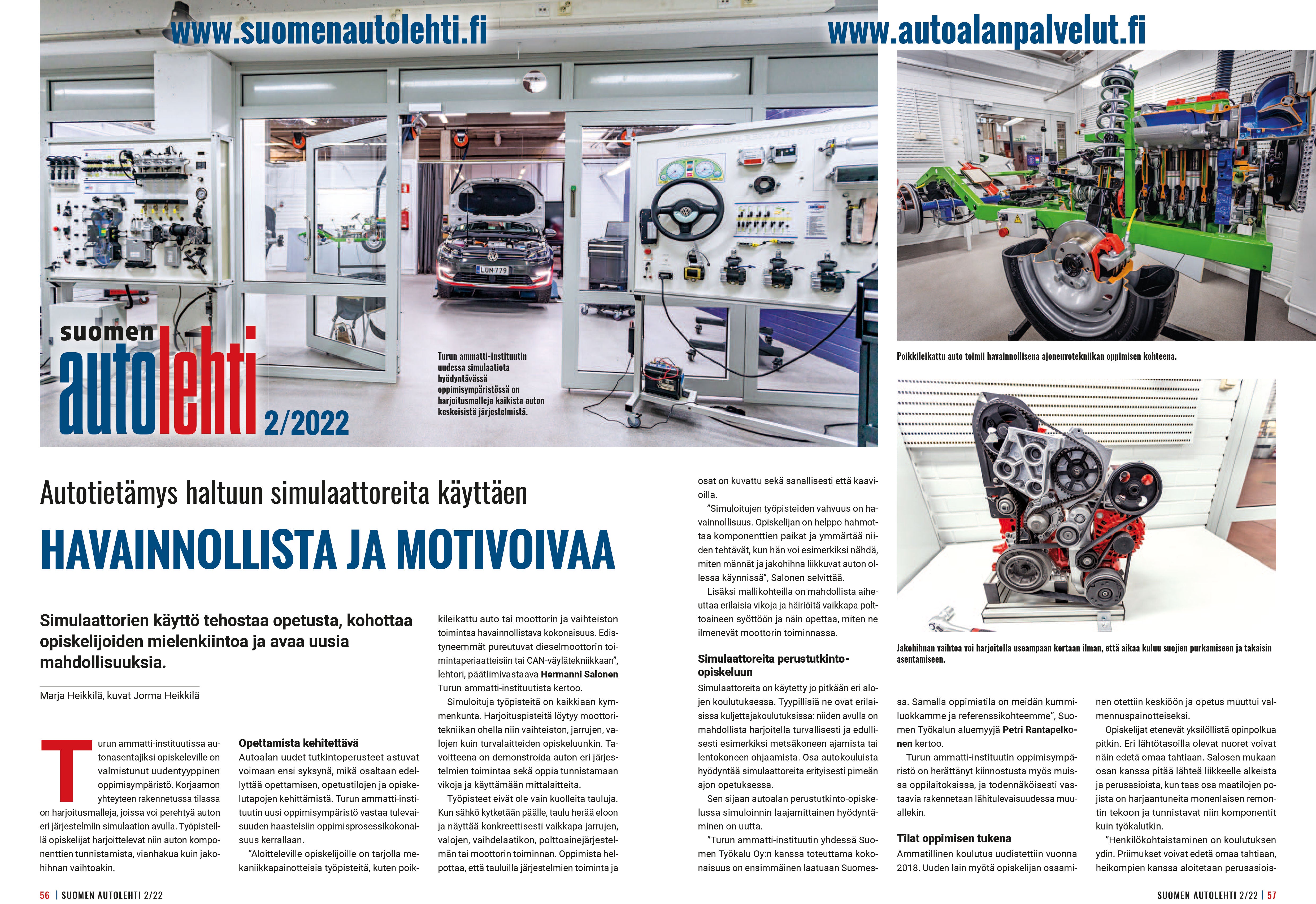 AutoEDU equipment was printed in Finland Suomenautolehti.fi magazine