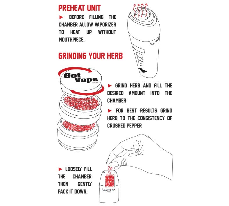 Instructions on grinding herb and filling the Wulf LX Vaporizer