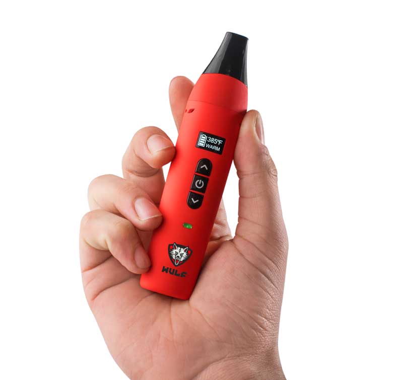 Mano sujetando el vaporizador Wulf LX Color rojo