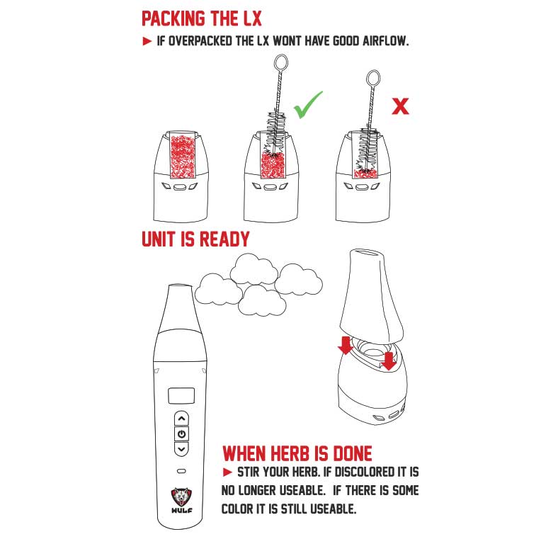 Instructions on packing herb into the Wulf LX Vaporizer