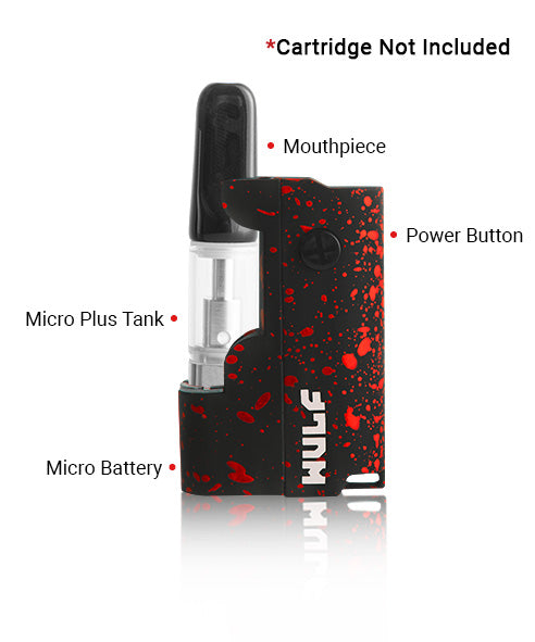 overview of the Wulf Micro Plus Black and Red spatter on white background