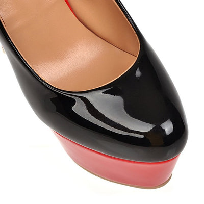High Heels Women's Stiletto Platform Platform Thick Sole Shallow Mouth Black