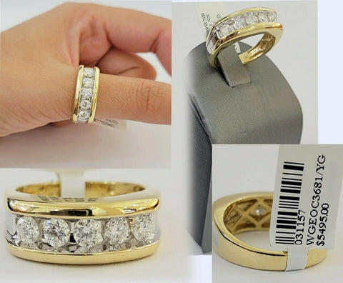 Real 14k Yellow Gold Band 1/2 CT Diamonds Men's Wedding Engagement Ring