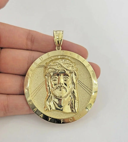 Men's Real 10kt Yellow Gold Pendant Jesus Head Charm