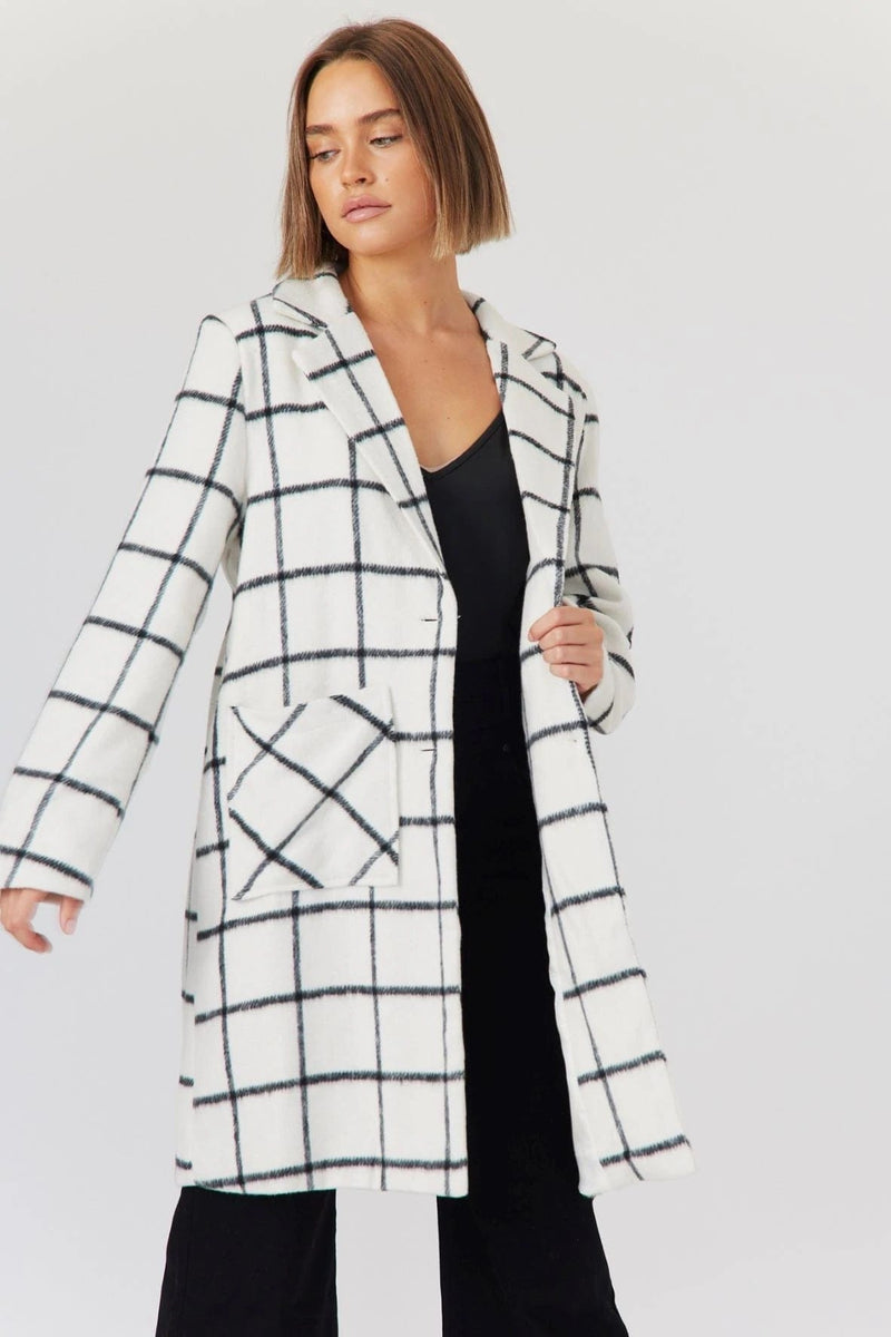 Bagira The Label Oxford Coat - White Check | French Kiss