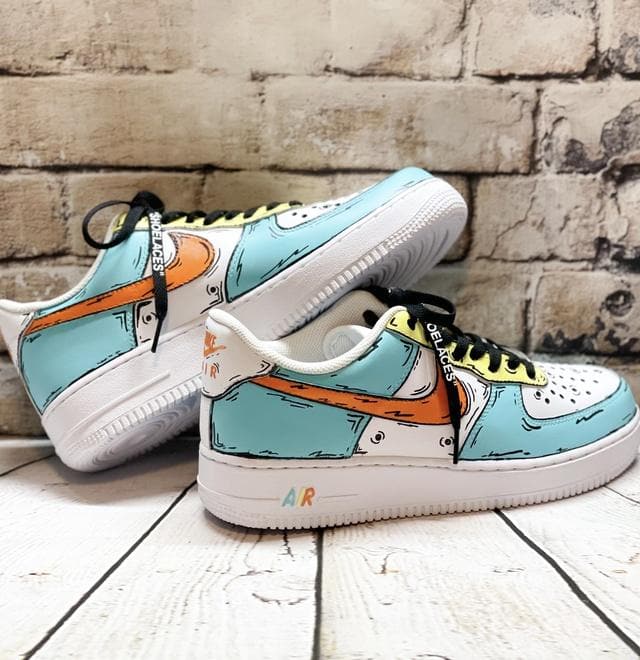 nike air force 1 blue and orange swoosh