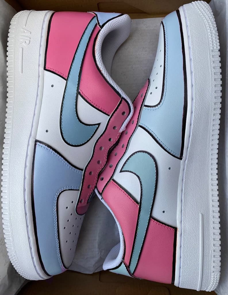 pink blue and grey nike air force 1