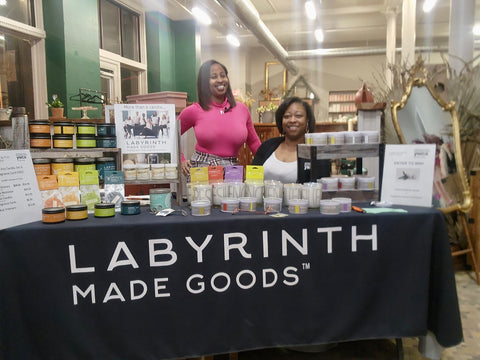 women at product display