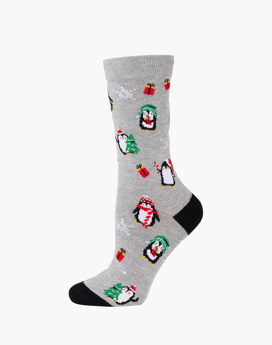 WOMENS CHRISTMAS PENGUINS BAMBOO SOCKS