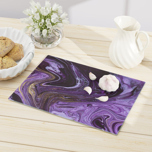 Dark Gray Stone Grey Textured Marble Art Kitchen Glass Cutting Board Modern  Decorative Gift Abstract Wavy Contrast Design