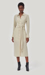 Tie Waist Waistline Long Sleeves Silk Pocketed Draped Dress