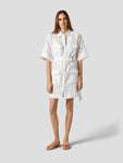 Belted Self Tie Pocketed Tie Waist Waistline Linen Shirt Dress