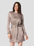 Pocketed Belted Tie Waist Waistline Shirt Dress