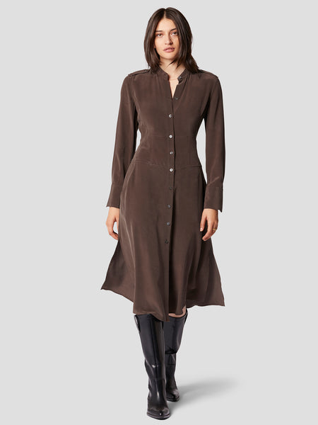 Silk Ribbed Shirt Dress