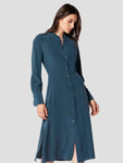 Ribbed Silk Shirt Dress