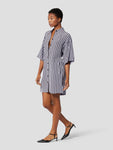 Short Sleeves Sleeves Pocketed Silk Shirt Dress