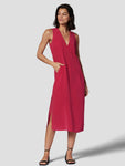 V-neck Keyhole Pocketed Silk Sheath Sleeveless Sheath Dress/Midi Dress