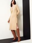 V-neck Fitted Slit Sweater Dress by Equipment