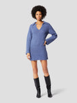 Collared Sweater Ribbed Keyhole Button Closure Dress