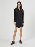 Silk Button Front Shirt Dress