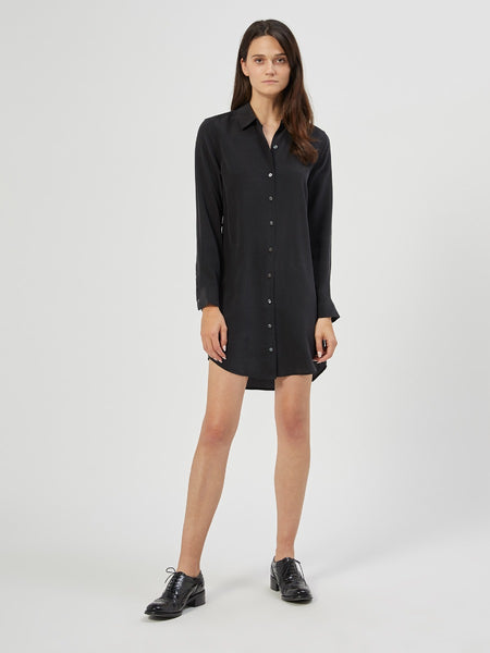 Silk Button Front Shirt Dress