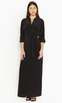 Silk Button Front Slit Pocketed Maxi Dress