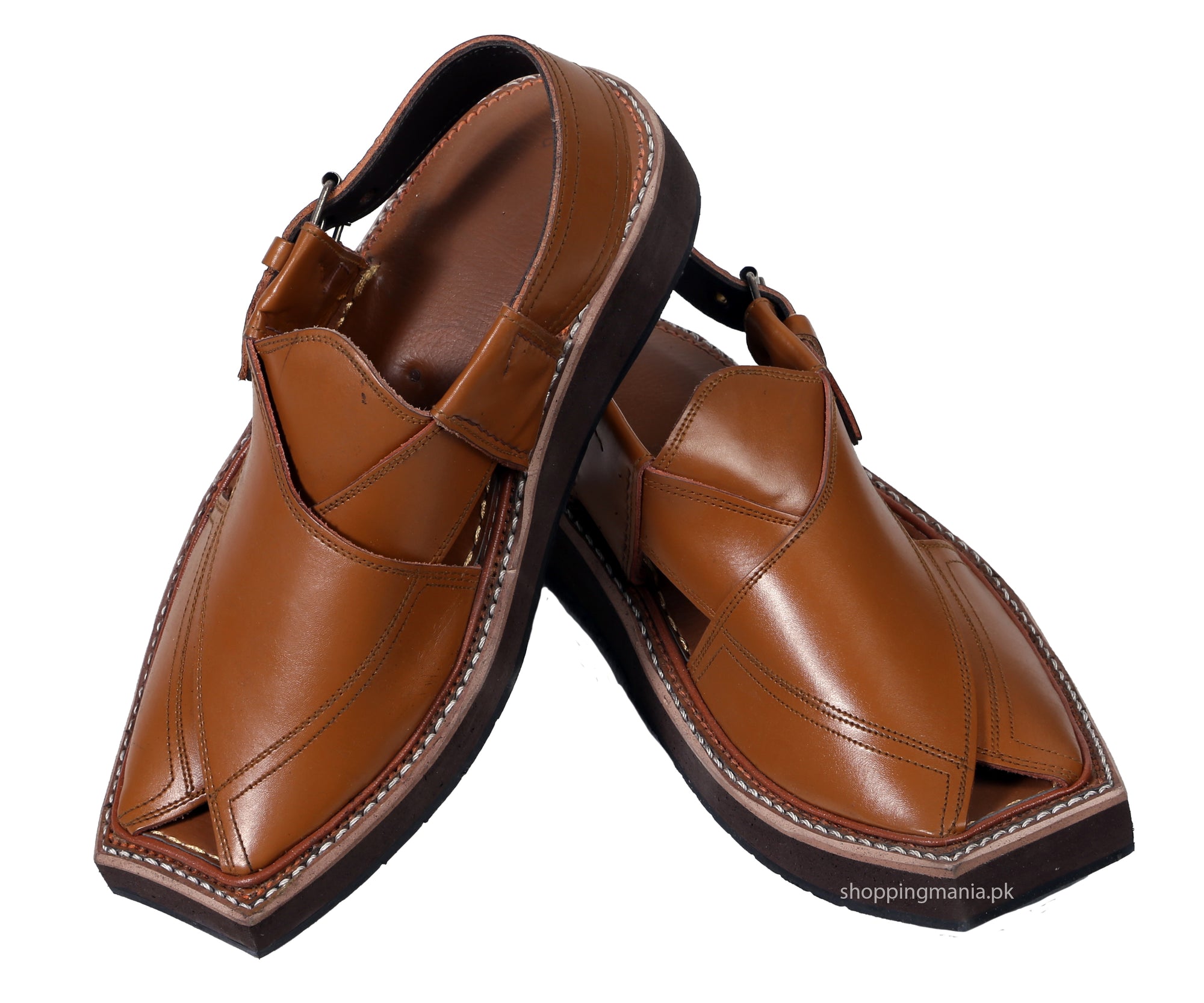 Blue Leather Kaptaan Chappal - shoppingmaniapk