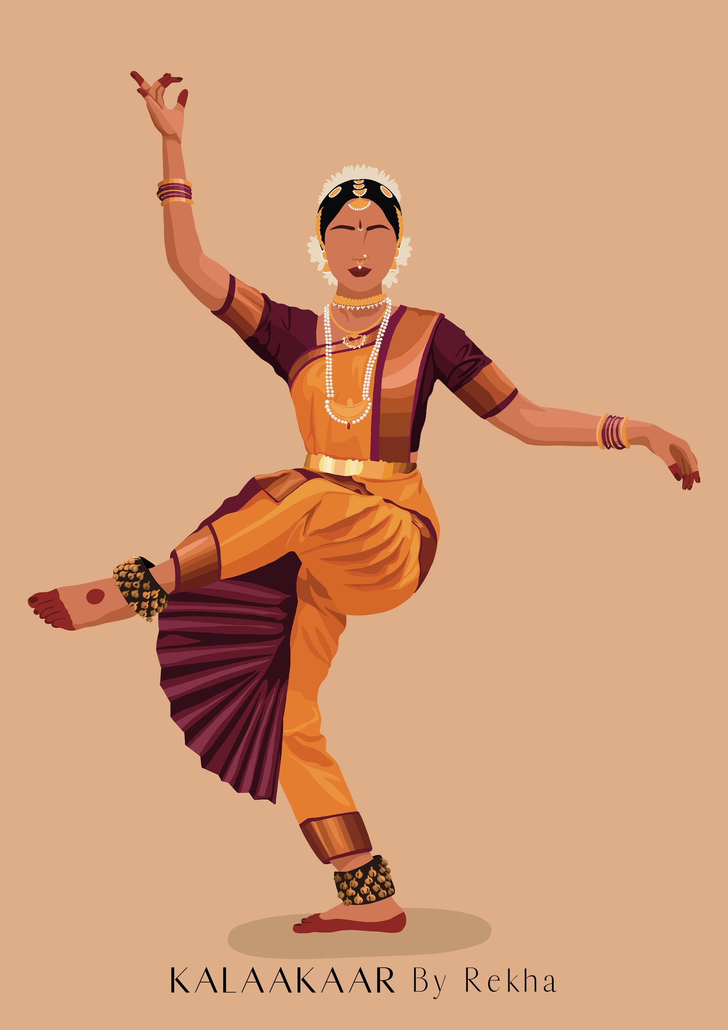 Bharatanatyam Art, Desi Art, Tamil Girl Art, South Asian Art, Indian W –  KalaakaArByRekha