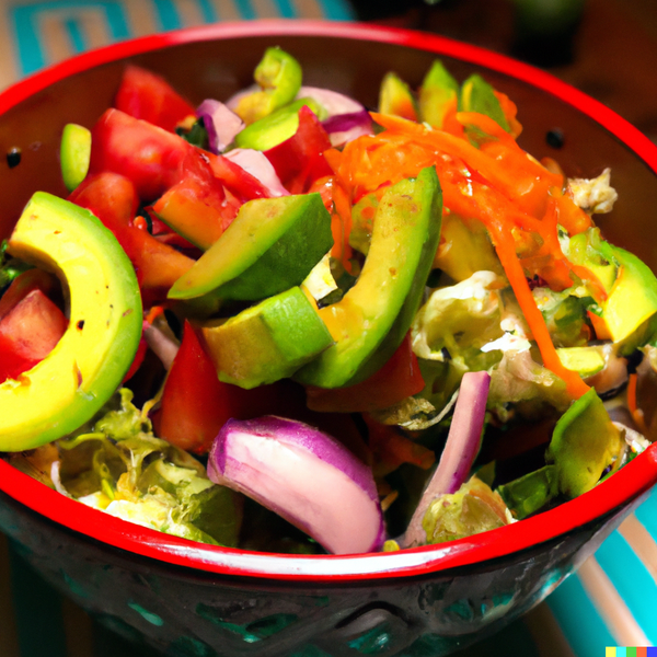 a full delicious looking salad bowl with vibrant colors