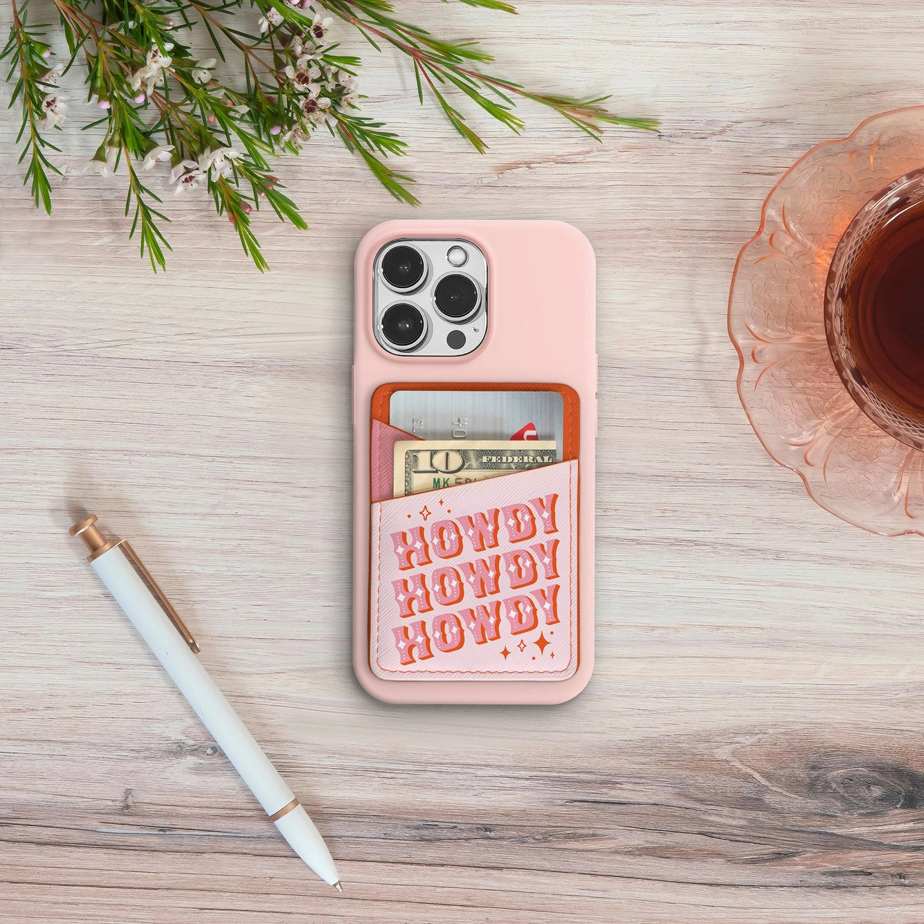 Stick On Cell Phone Wallet - Howdy