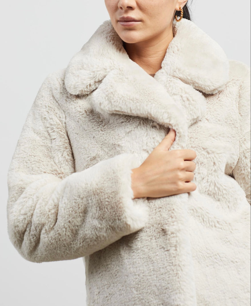 Topshop faux fur coat in cream