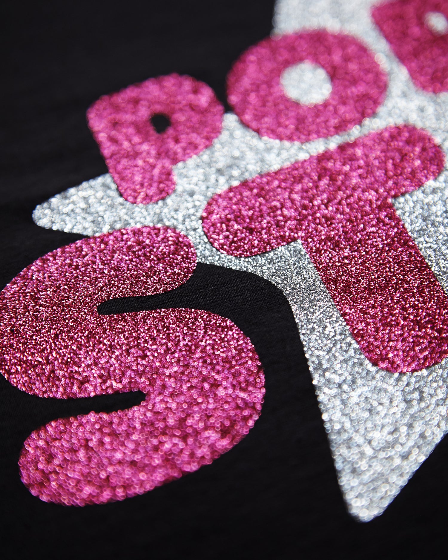 Pink Black Porn Star - PORN STAR, pink/silver glitter on black - Sleeveless crop-top. â€“ HOMOLONDON