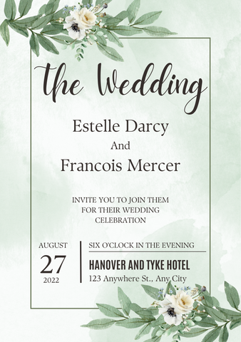Green Minimalist Floral Rustic The Wedding Invitation Poster