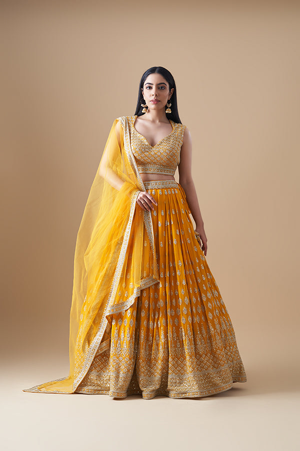 Red and Yellow Lehenga Choli set