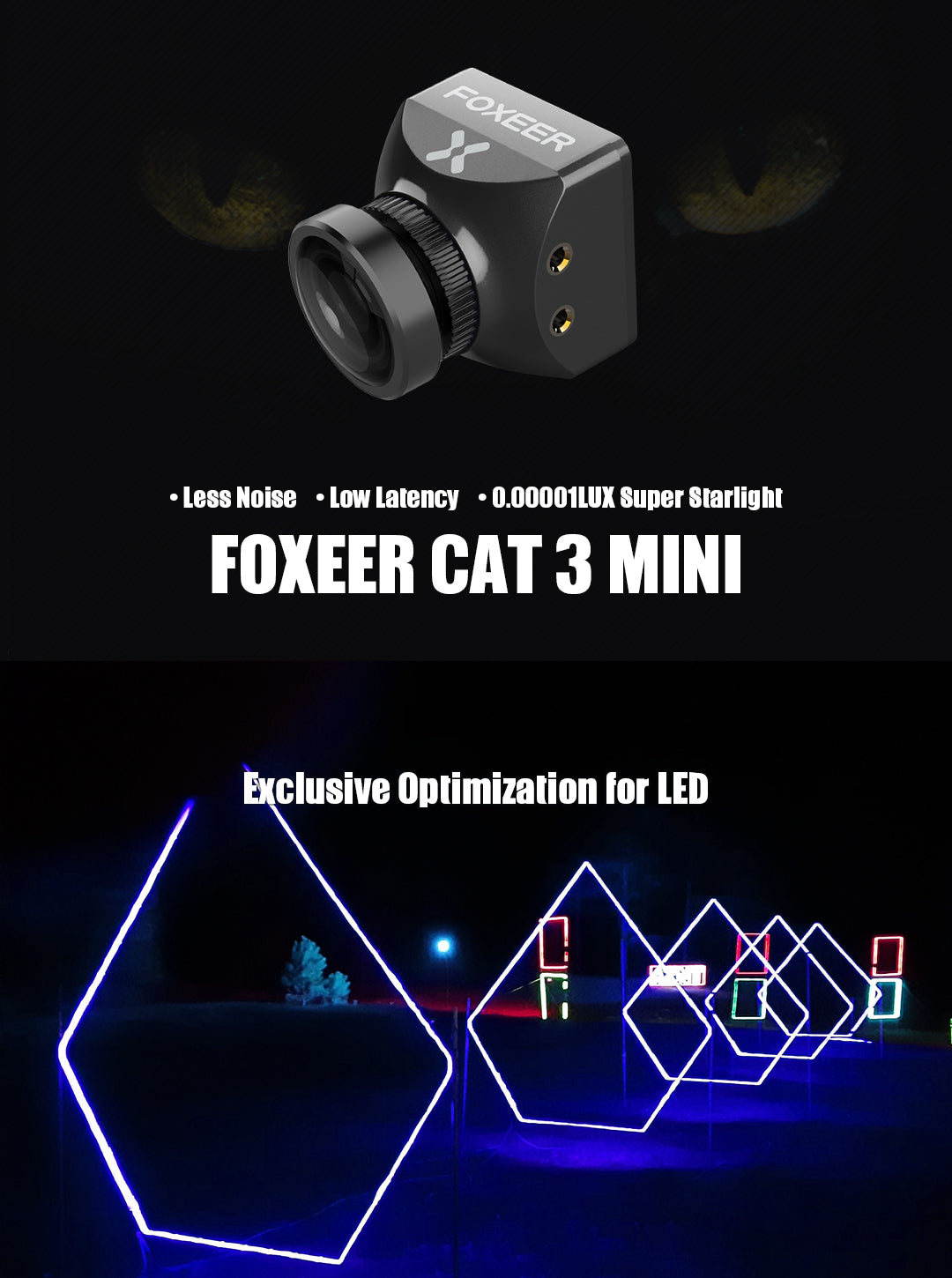 Foxeer Mini Cat 3 1200TVL 0.00001 Lux StarLight FPV-Kamera