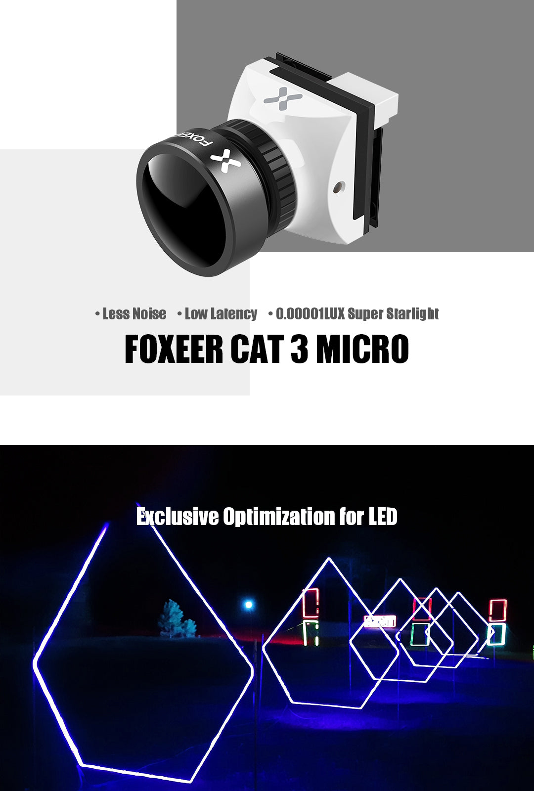 Foxeer Micro Cat 3 1200TVL 0.00001lux Super Low Light Nachtkamera