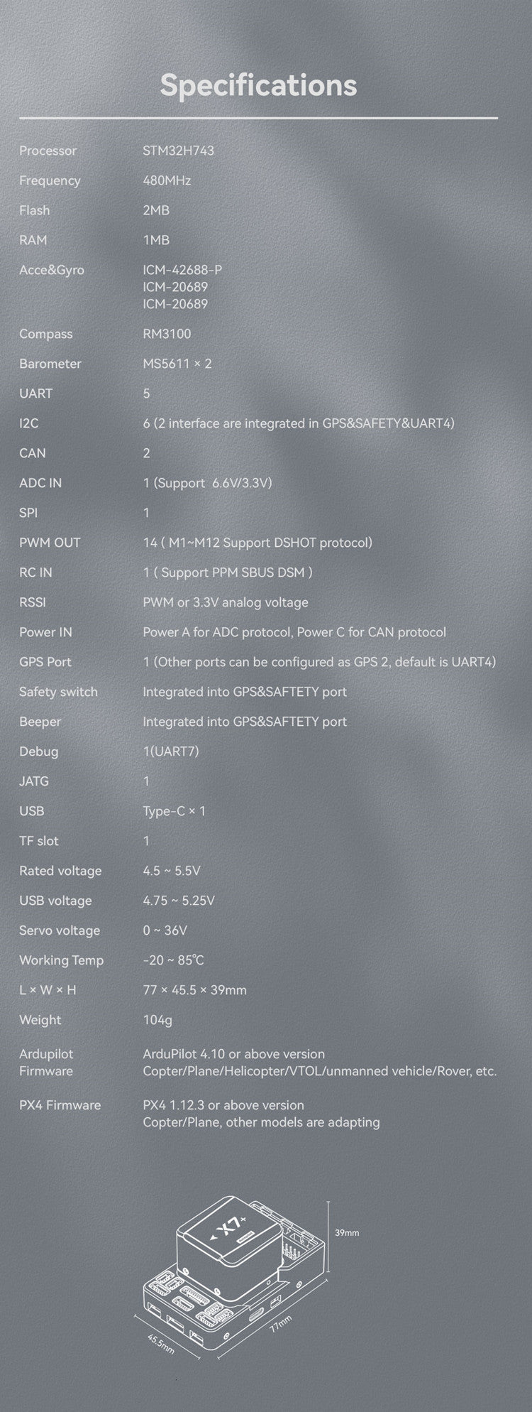 CUAV X7+ Flugsteuerung | Autopilot für PX4- und APM-Drohnenhardware