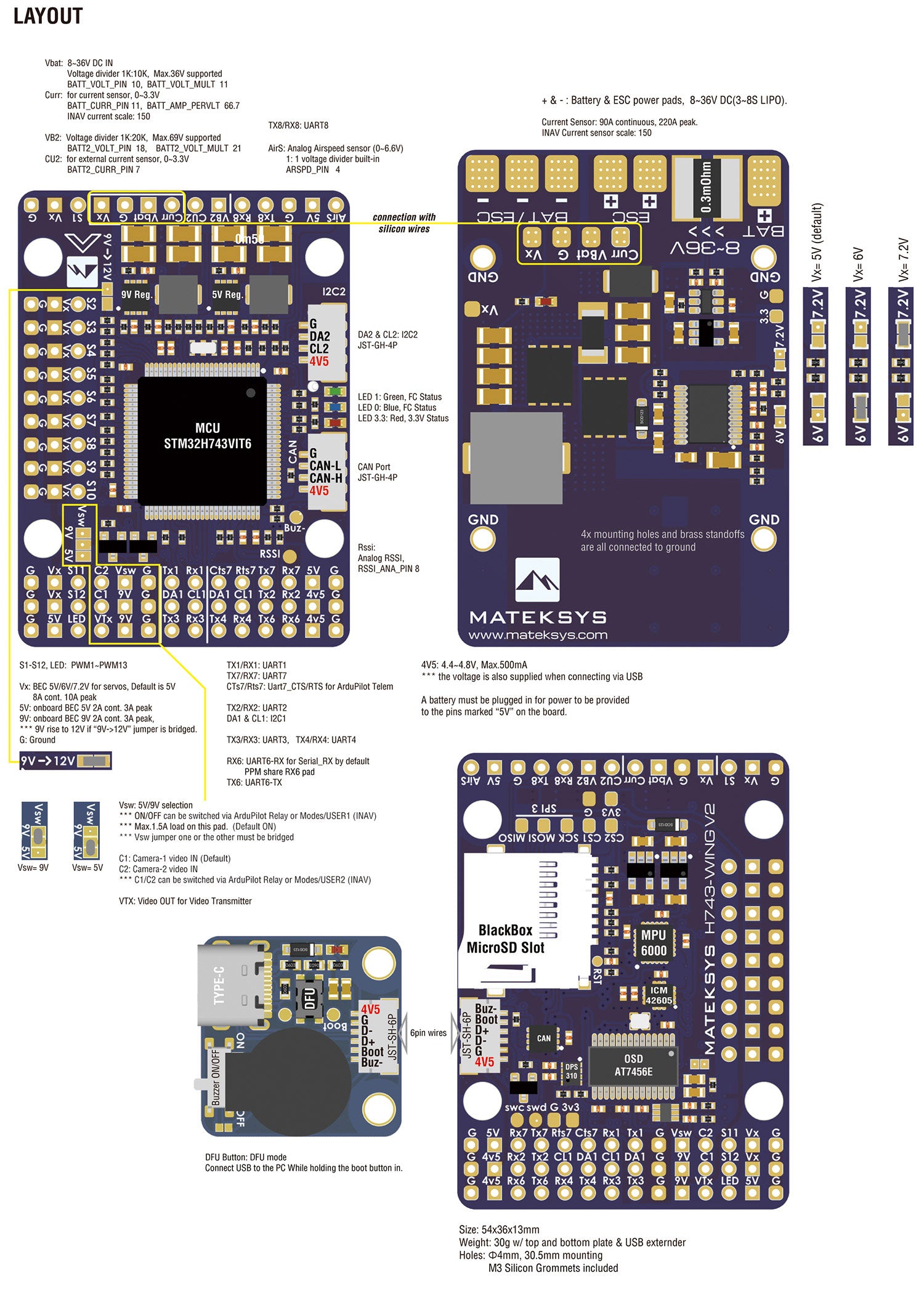 Matek System Flugsteuerung H743-Wing V3