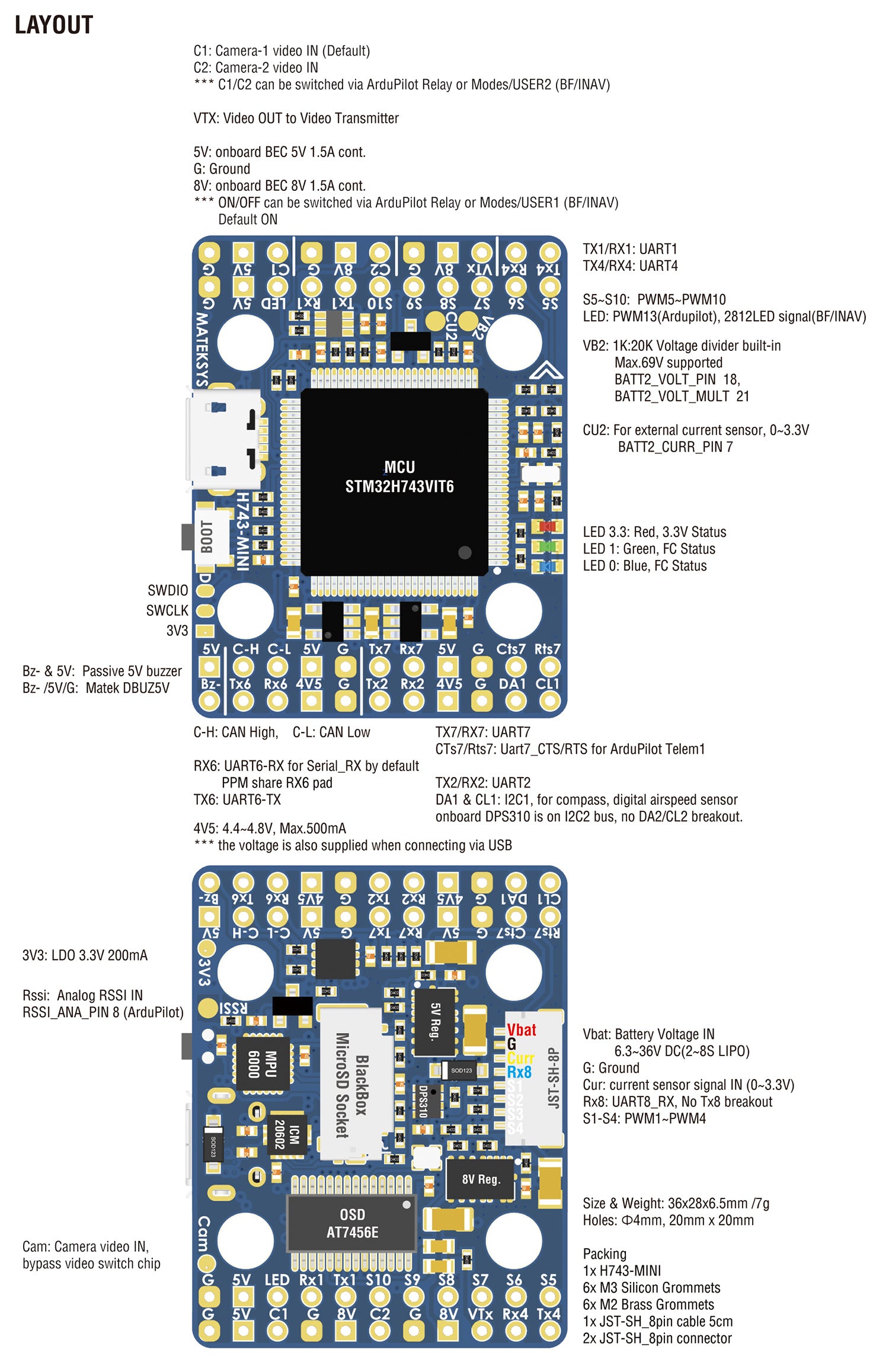 Matek Systems Flugsteuerung H743-MINI V3