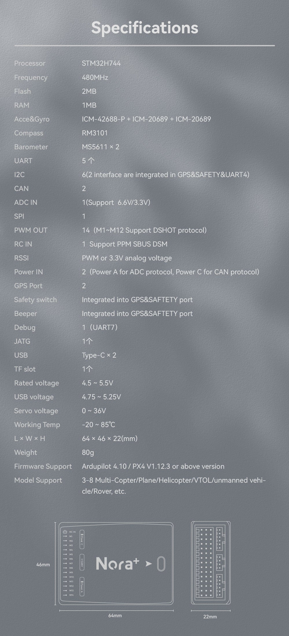 CUAV Nora+ Flight Controller | Autopilot für PIX- und APM-Drohnenhardware