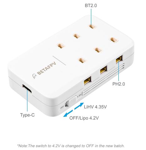 BetaFPV 1S-Akkuladegerät und Adapter mit 6 Anschlüssen