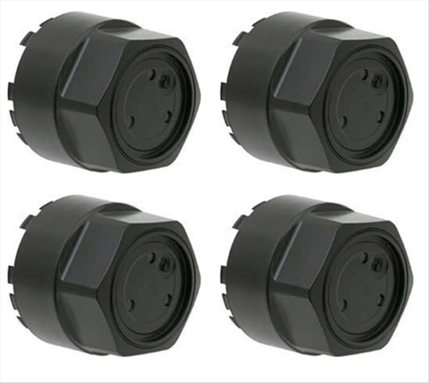 7583NRS - Snowflake wheel black center cap with PLASTIC retaining clip with zero offset. Set of 4.