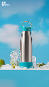 Fenger Stainless steel vacuum sealed water bottle  surrounded by ice and fresh limes