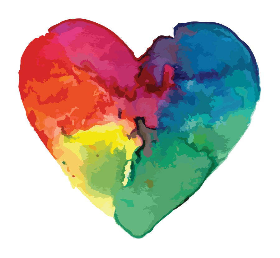 watercolor rainbow heart painted by Holly Marsh for Tiffany James for Paper Hearts Market branding design