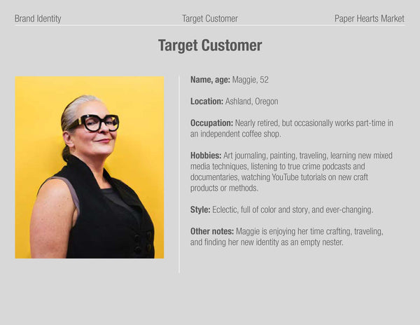 Target Customer Avatar page for Paper Hearts Market