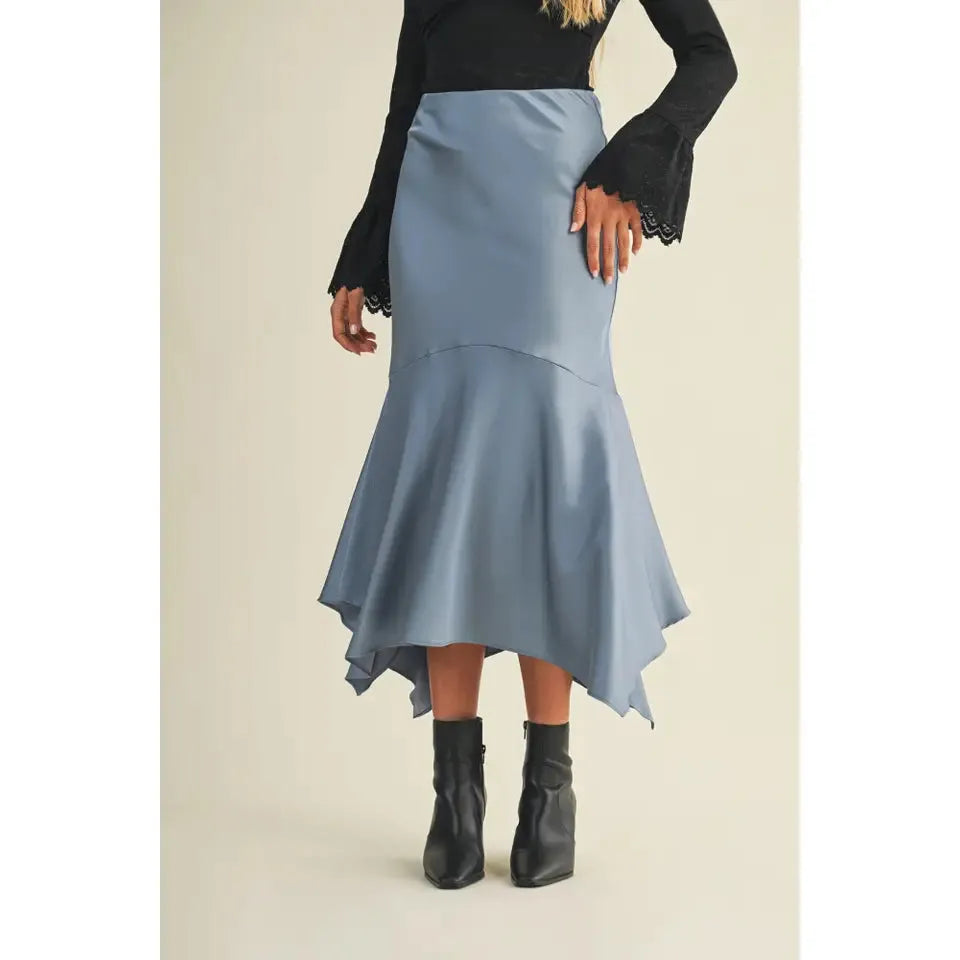 Handkerchief Midi Skirt in Chambray