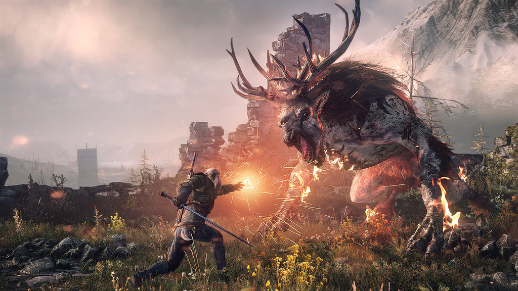 The Witcher 3 Wild Hunt Geralt im Kampf gegen ein Monster