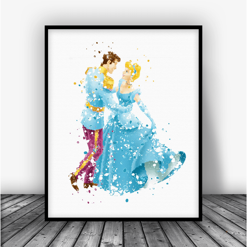 Cinderella And Prince Charming Dance Art Print Poster