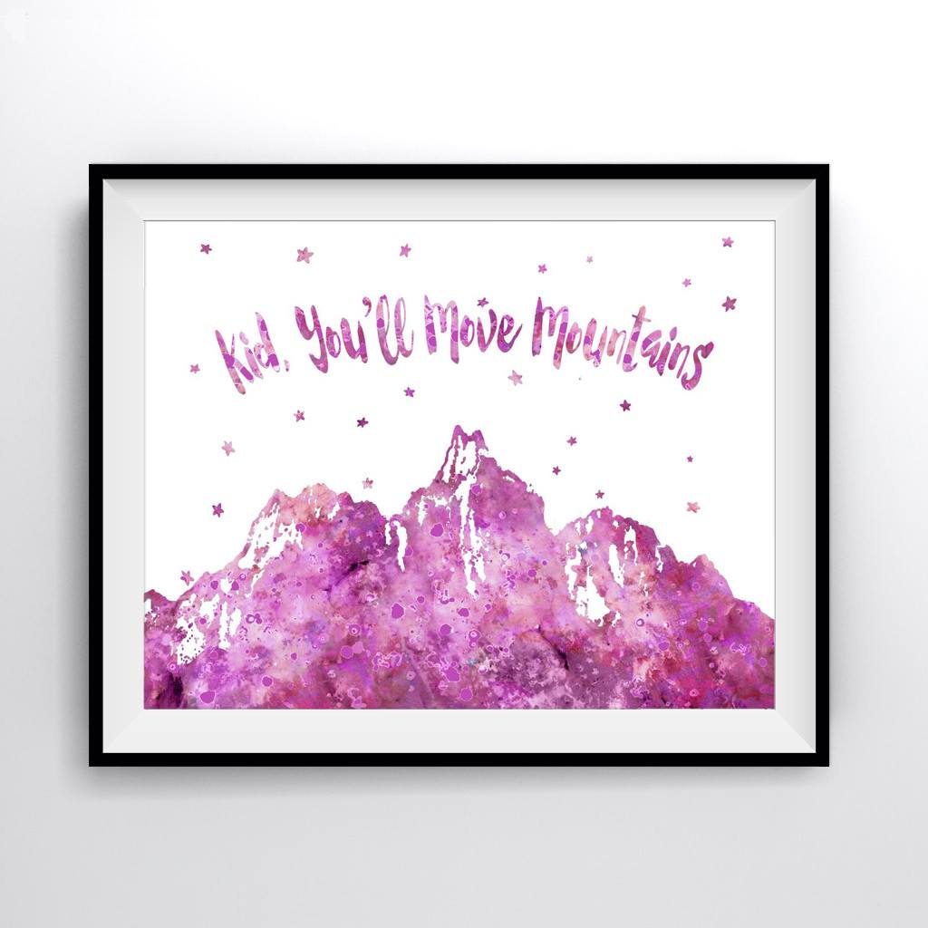 Kid You Ll Move Mountains Pink Dr Seuss Quote Art Print Poster